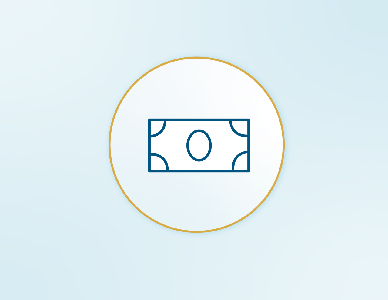 Icon of money on light blue background