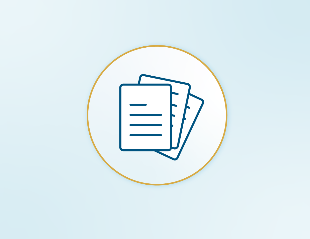 Icon of documents on a light blue background