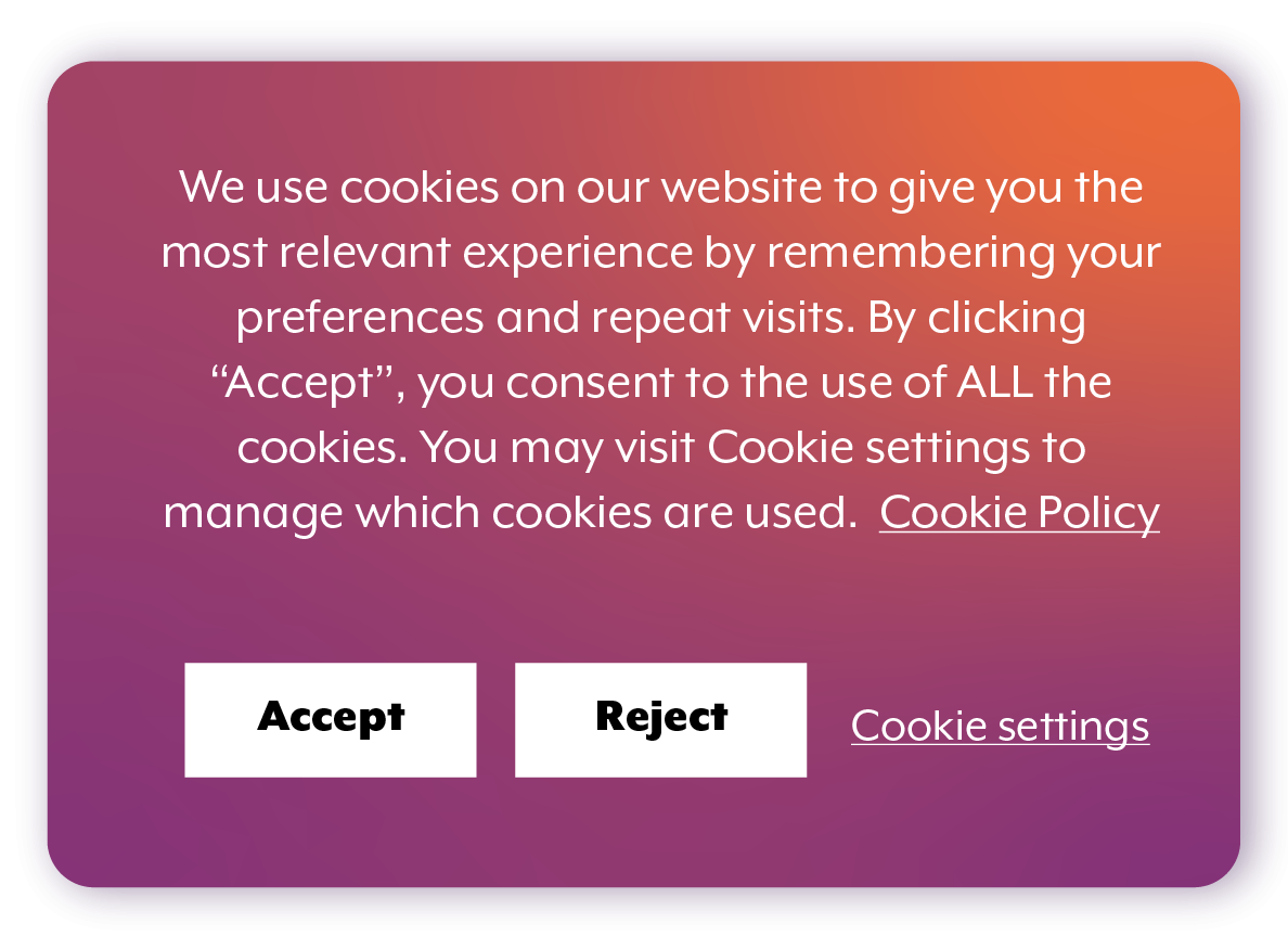 Colored box with text: We use cookies on our website to give you the most relevant experience by remembering your preferences and repeat visits. By clicking “Accept”, you consent to the use of ALL the cookies. You may visit Cookie settings to provide a controlled consent. Cookie Policy