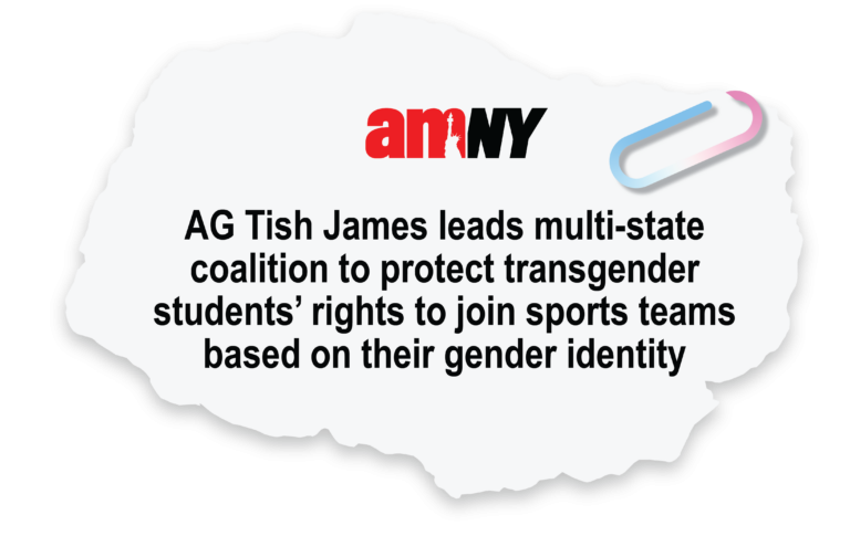 News clipping on AG James protecting trans students' rights