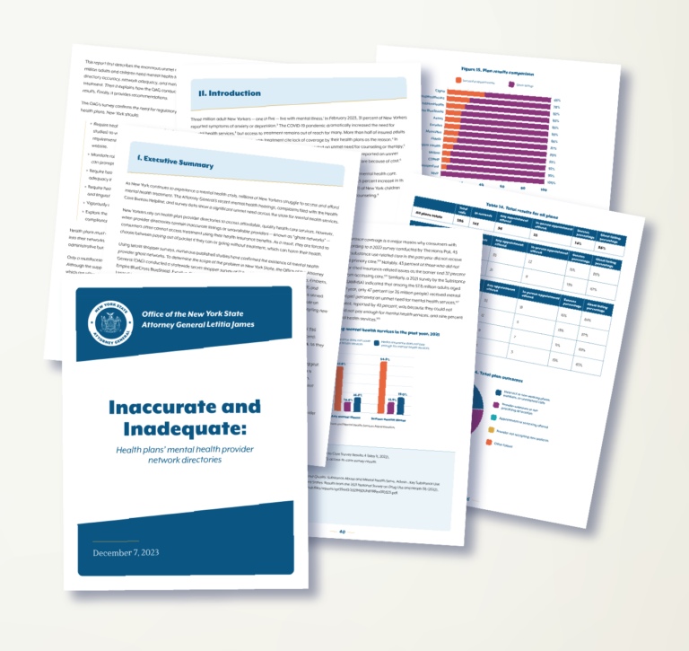 Data sheets of mental health provider health directories