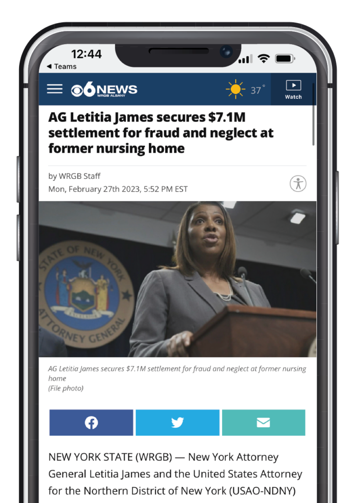 phone displaying news article 