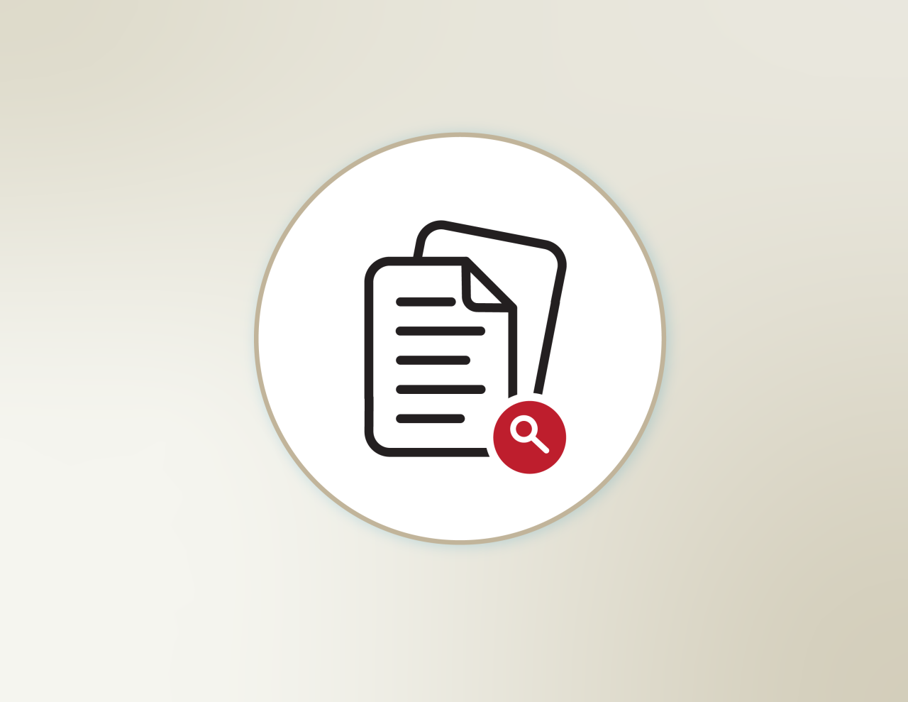 Paper icon with a magnify glass in a small red bubble