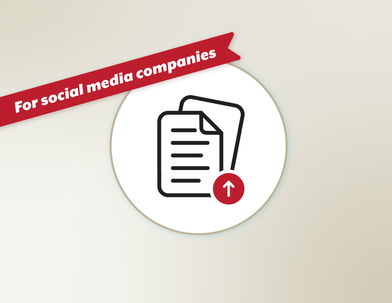 Red flag with text that reads: For social media companies on top of a paper icon with red up arrow