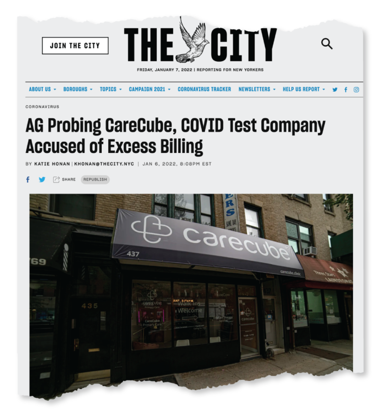 News paper clipping on a covid test company