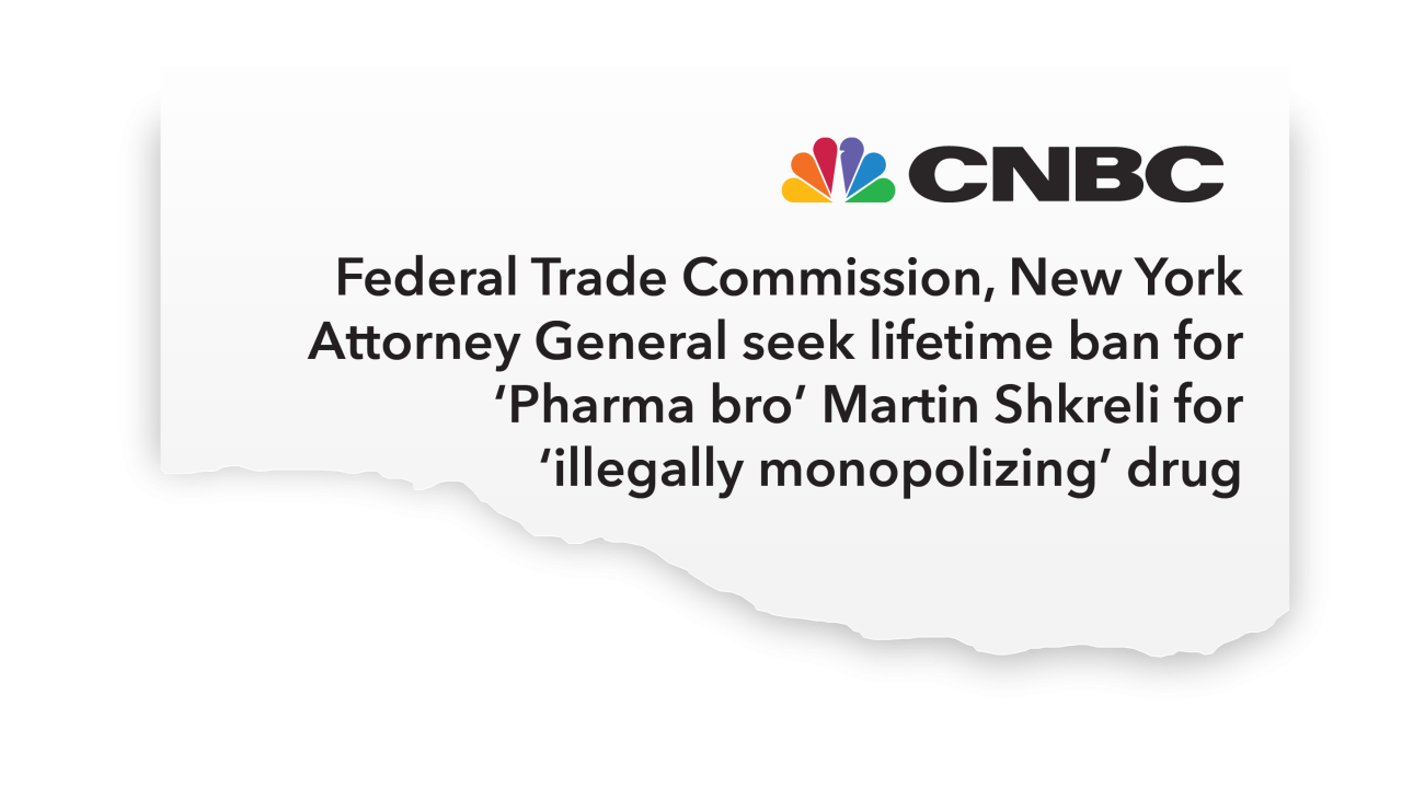 News clipping on 'Pharma Bro'