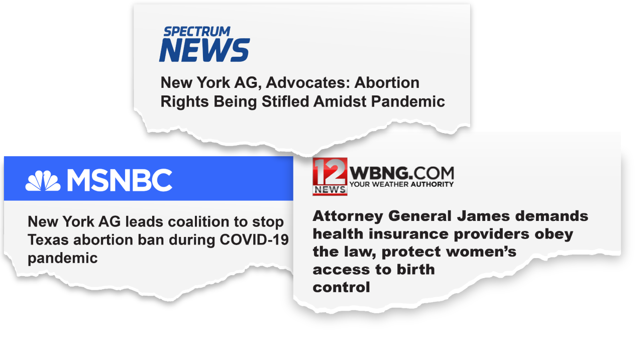 Multiple news clippings on abortion pills during covid