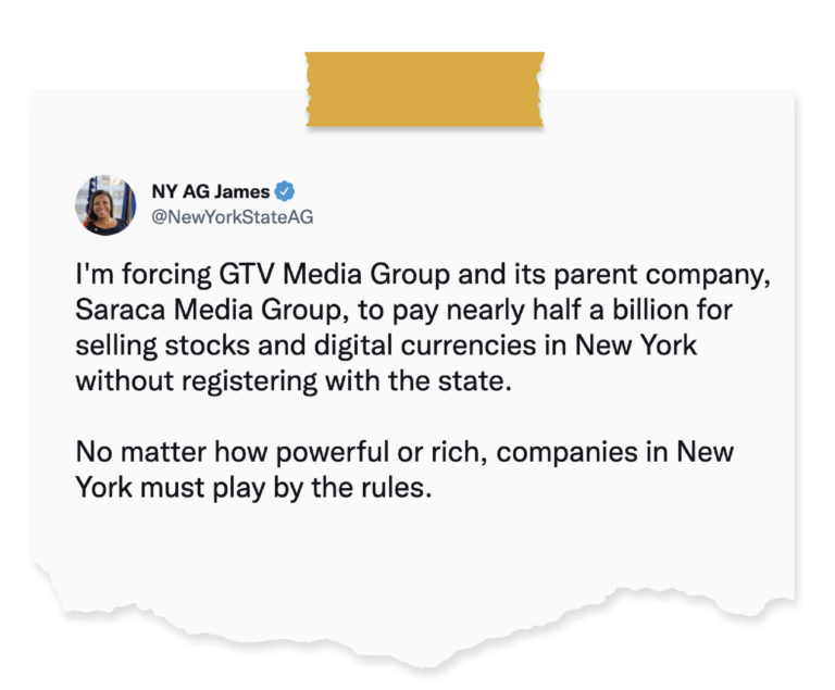 AG James twitter posts on GTV Media