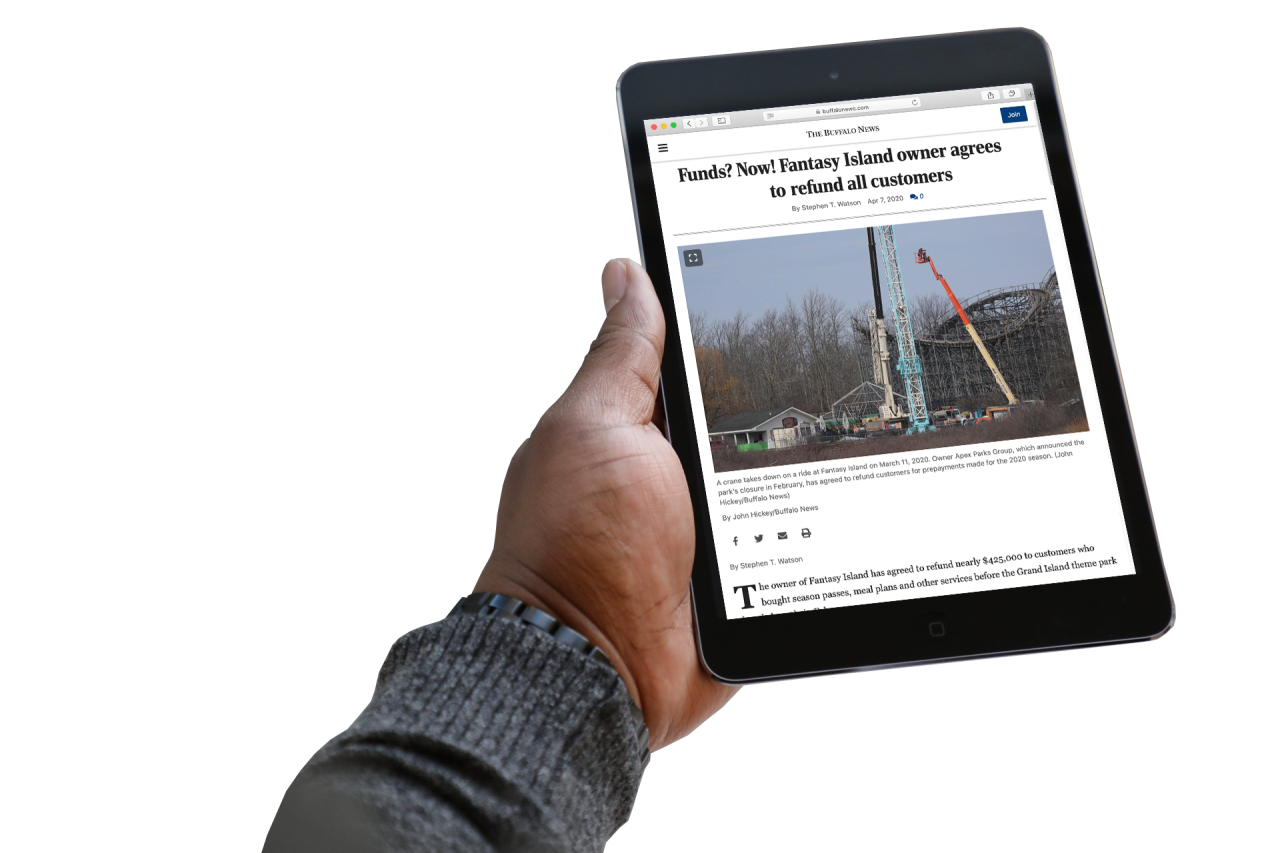 iPad displaying news article