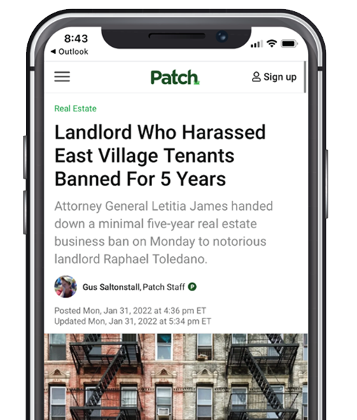 Patch News article on landlords harassing tenants