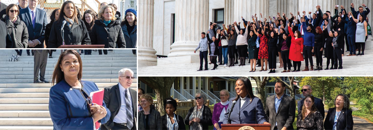 AG James- Immigrant rights protest- AG James behind podium