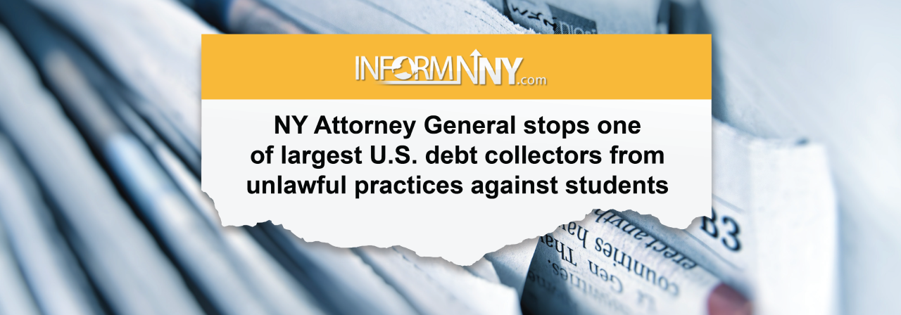 News clipping on AG James protecting unlawful practices from against students