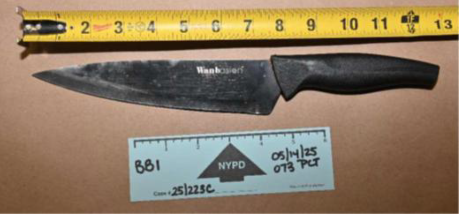 Knife recovered during crime scene investigation