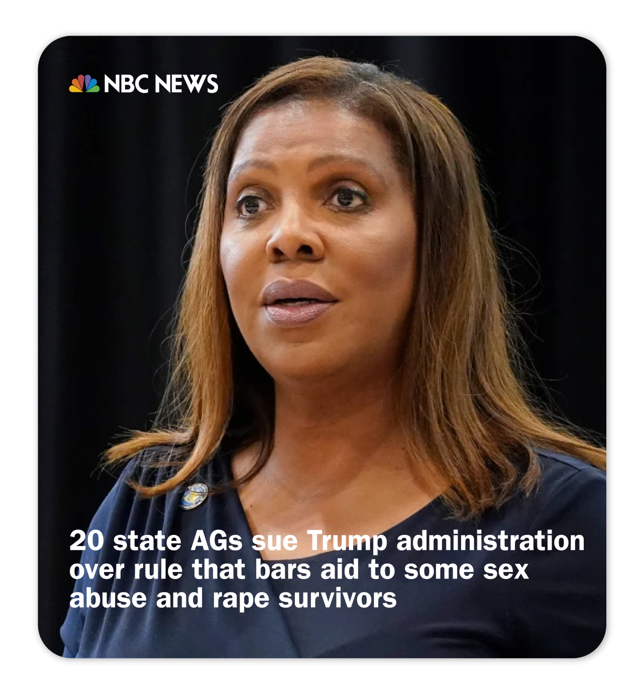 NBC News: 20 state AGs sue Trump administration over rule that bars aid to some sex abuse and rape survivors