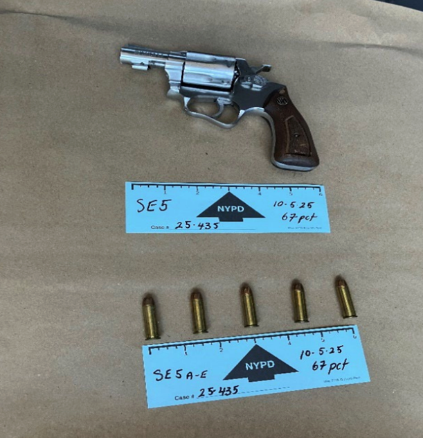 Gun and bullets recovered at the scene