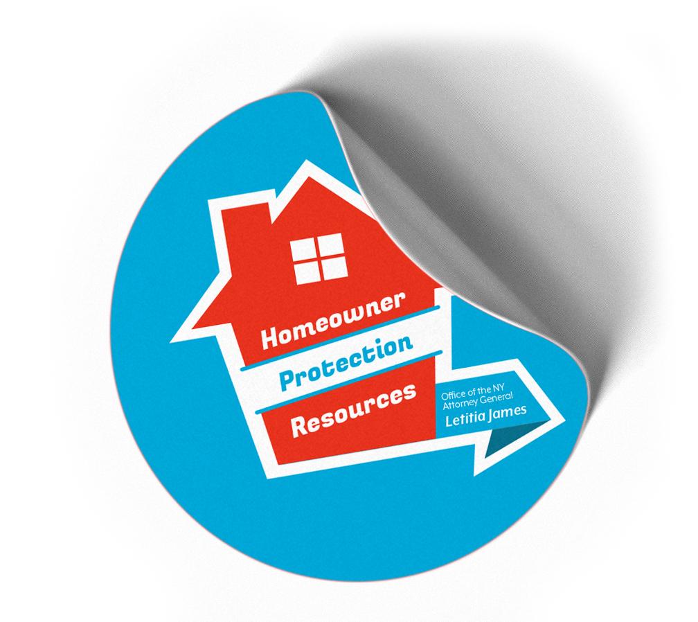 red house on a sticker that reads Homeowner Protection Resources