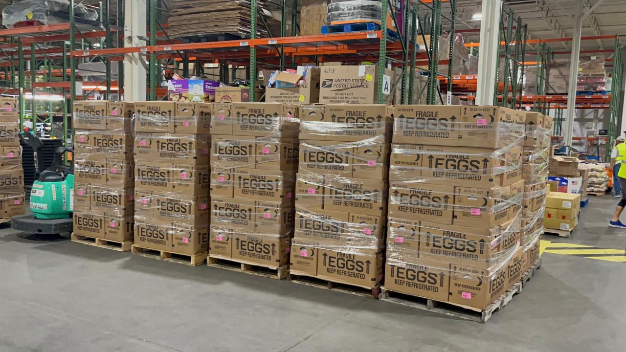 More than 140,000 eggs delivered to Island Harvest that will be distributed throughout Long Island